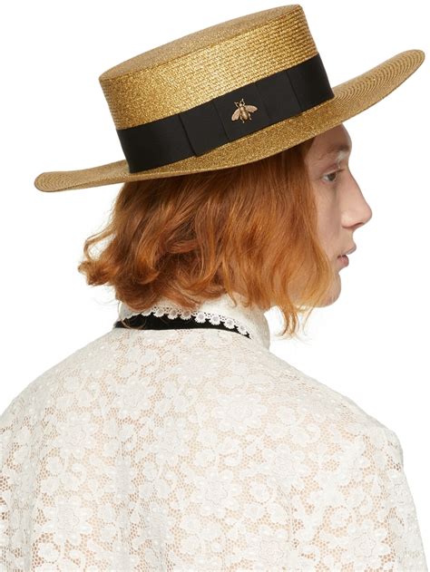 lurex papier hat gucci|Black And Gold Lamé Papier Hat .